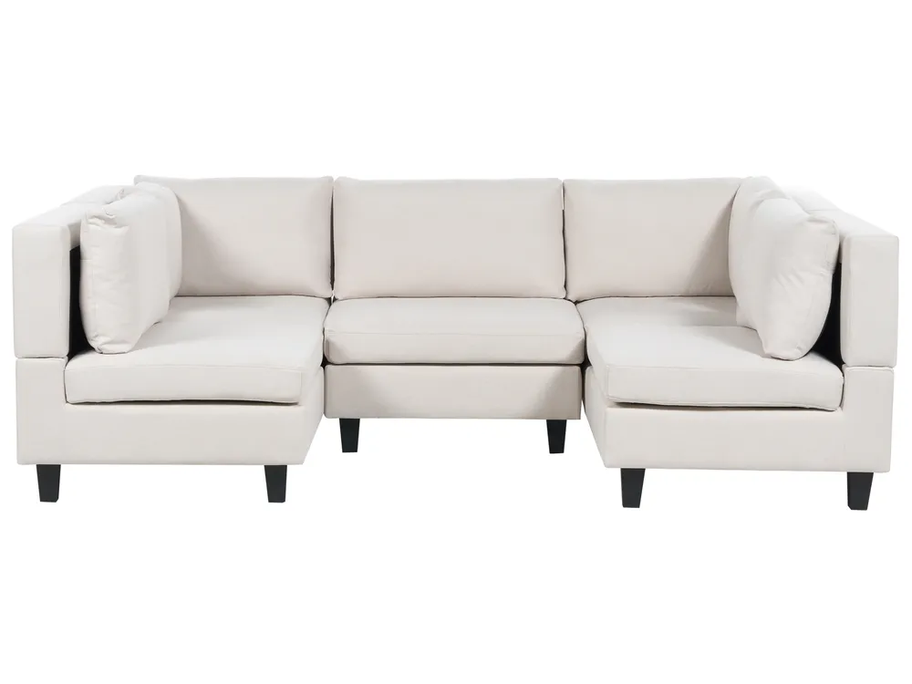 U-förmiges Modulsofa 5-Sitzer UNSTAD Stoff Hellbeige