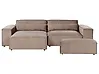 Modul Ecksofa 3-Sitzer HELLNAR mit Ottomane Stoff Hellbraun rechtsseitig