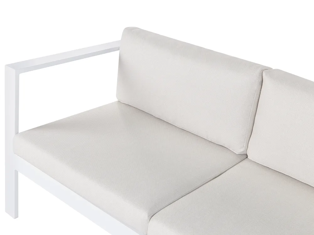 Garten Ecksofa mit Tisch 5-Sitzer MESSINA Metall Cremeweiß linksseitig_929615