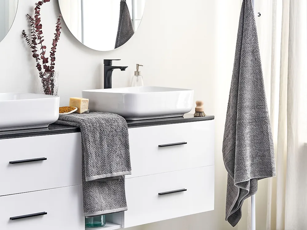 Set of 2 Towels MITIARO Terry Cotton Grey_1178538