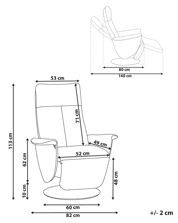 Relaxfauteuil PRIME inclusief voetensteun Kunstleer Zwart_816304