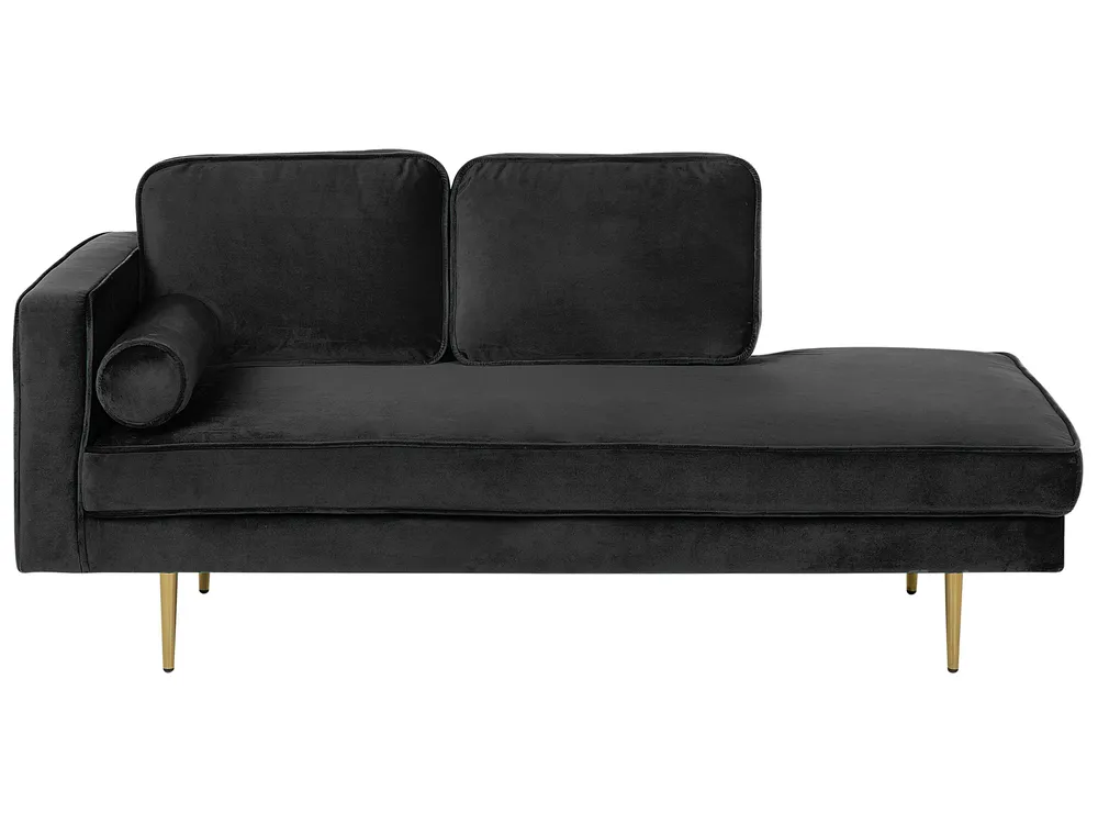 Linksseitige Chaiselongue MIRAMAS Samtstoff Schwarz