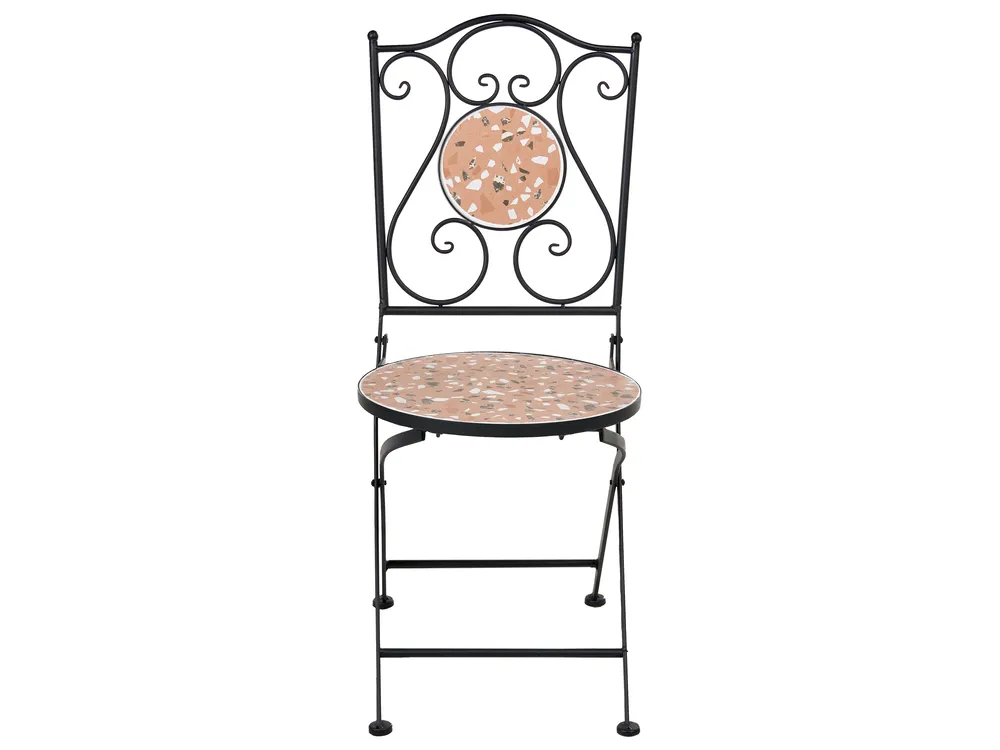Bistro Set klappbar ADRANO Metall Terrazzo Optik Schwarz_1021742