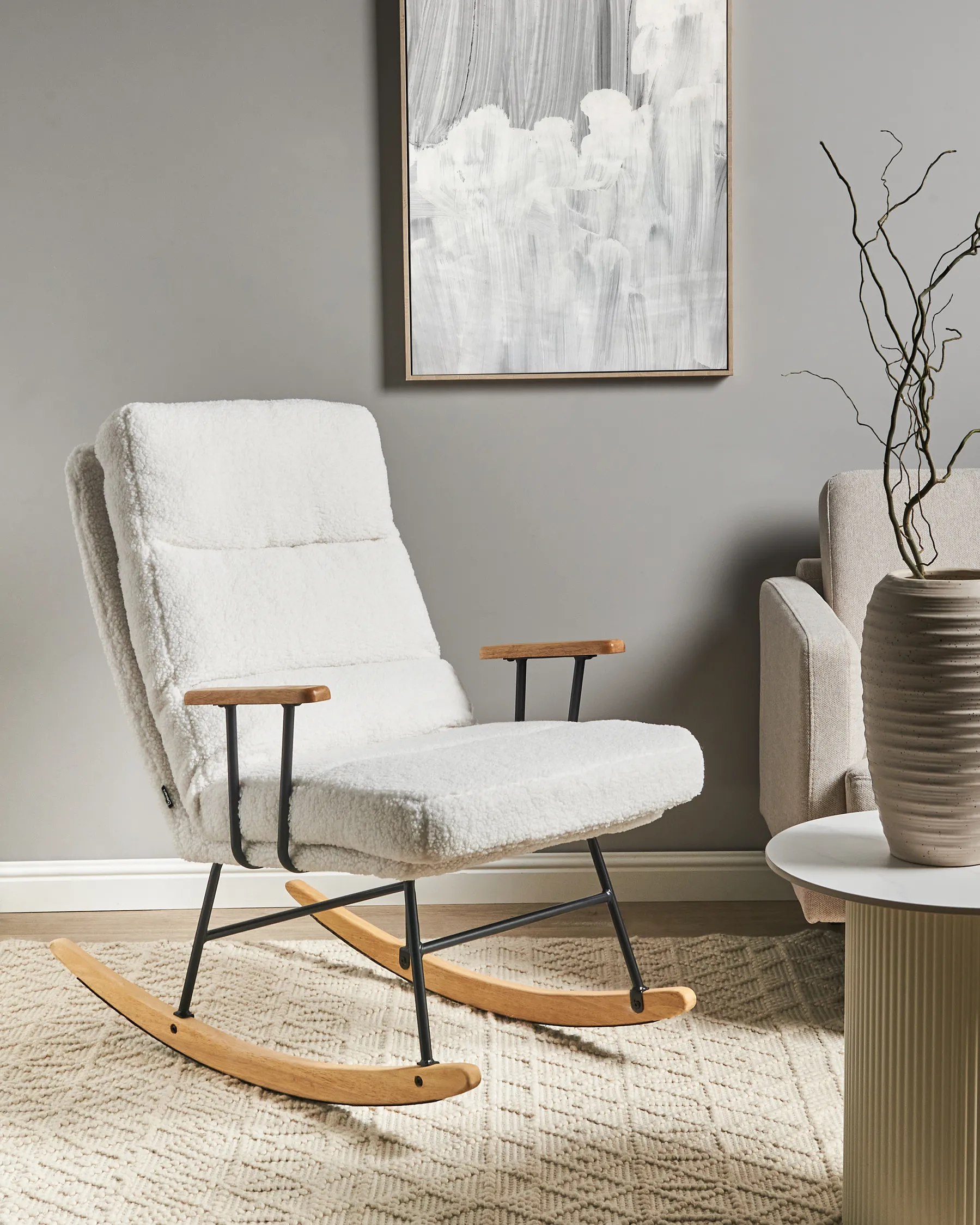 Rocking Chair ESKELIN Reclining Boucle Off-White_974730