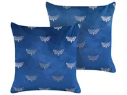 Dekokissen 2er Set YUZURI 45 x 45 cm Samtstoff Marineblau Tiermuster_857845
