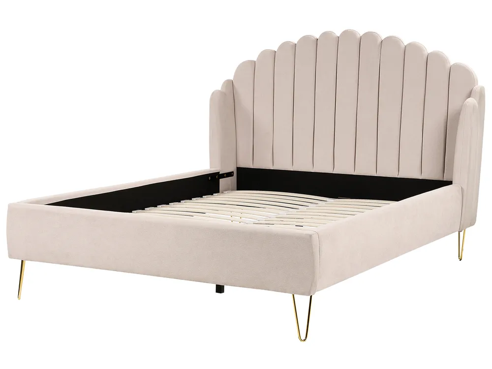 Bett mit Lattenrost Stoff AMBILLOU 140 x 200 cm Hellbeige_873197