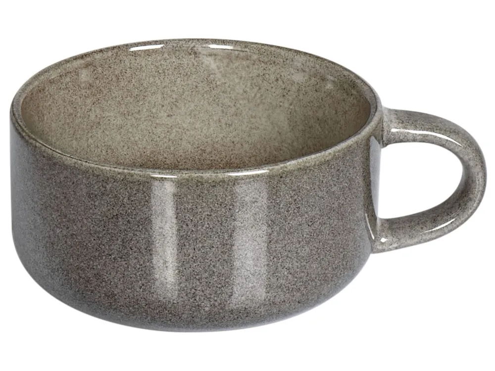 Tassen 8er Set mit Untertellern COSTMARY Steinzeug Grau_986469