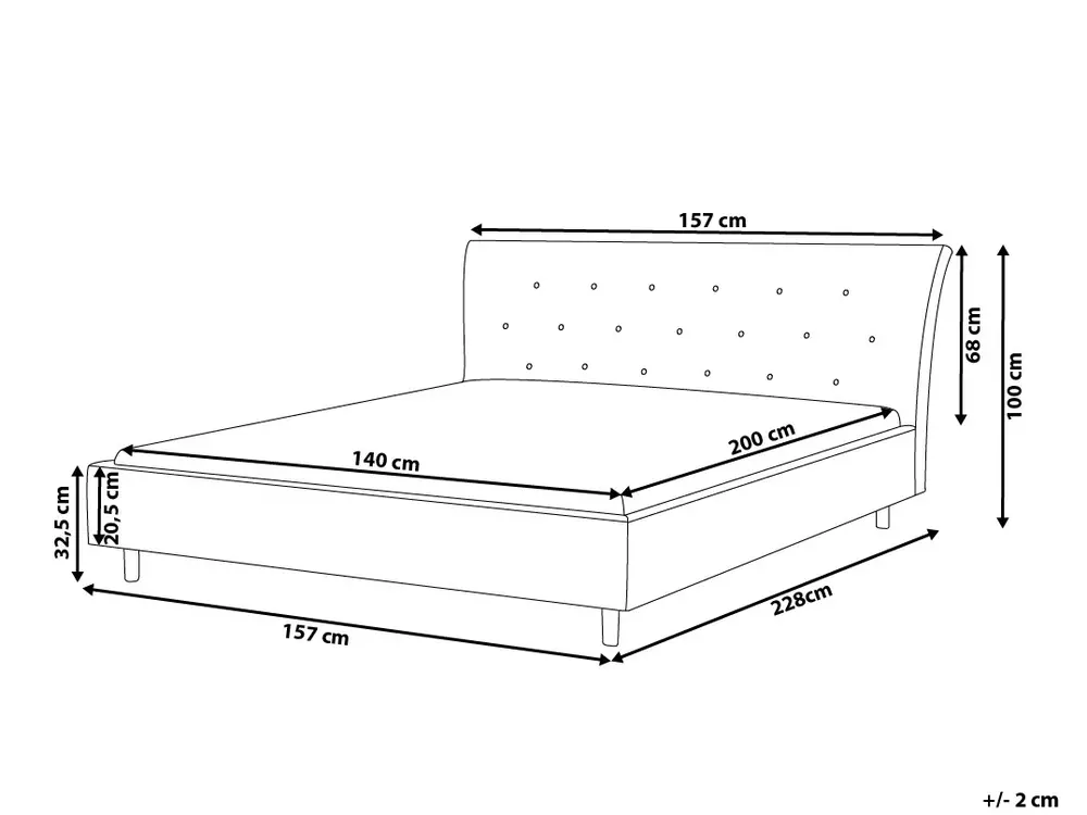 Bed Fabric SAVERNE 140 x 200 cm (EU Double) Light Grey_692749