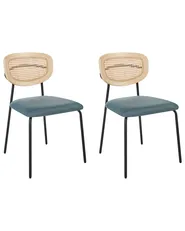 Esszimmerstuhl 2er Set MAYETTA Rattan Blaugrün_931872