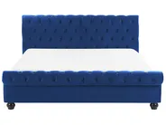 Bett mit Lattenrost Samtstoff AVALLON 180 x 200 cm Marineblau_729119