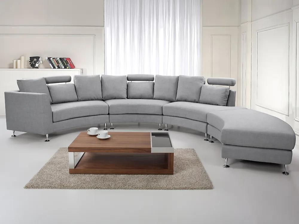 Halbrundes Sofa 7-Sitzer ROTUNDE Stoff Hellgrau