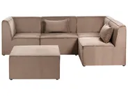 Modul Ecksofa 4-Sitzer LEMVIG mit Ottomane Cord Dunkelbeige linksseitig_1053353