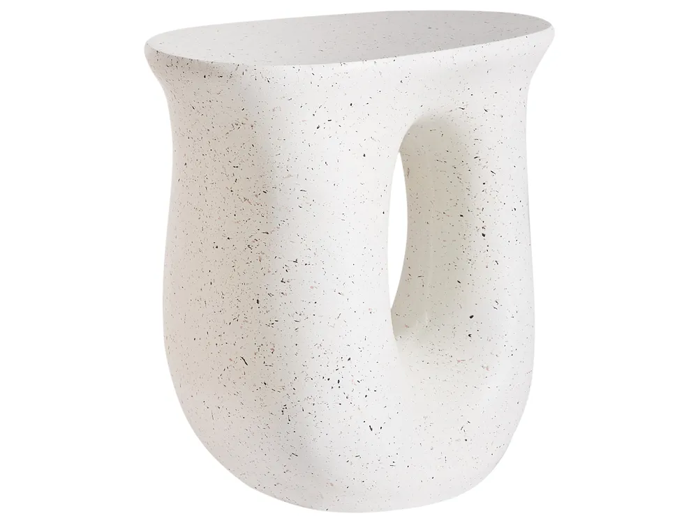 Beistelltisch IDRO 42 cm 28 cm Terrazzo Optik Cremeweiß