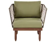 Lounge Set mit Tisch 4-Sitzer CREMONA Akazienholz Dunkelbraun / Grün linksseitig_1099778