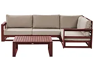 Garden Corner Sofa with Table 4 Seater TIMOR Modular Acacia Wood Dark Red Left Hand_856591