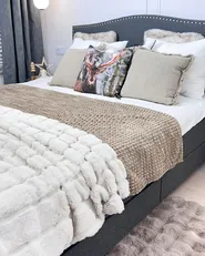 Bed with Storage Drawers MONTPELLIER Fabric Dark Grey 180 x 200 cm (EU Super King)_955901