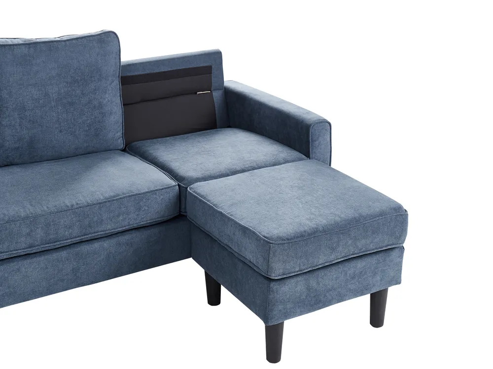 Sofa 3 Seater AVESTA with Ottoman Fabric Dark Blue_768394