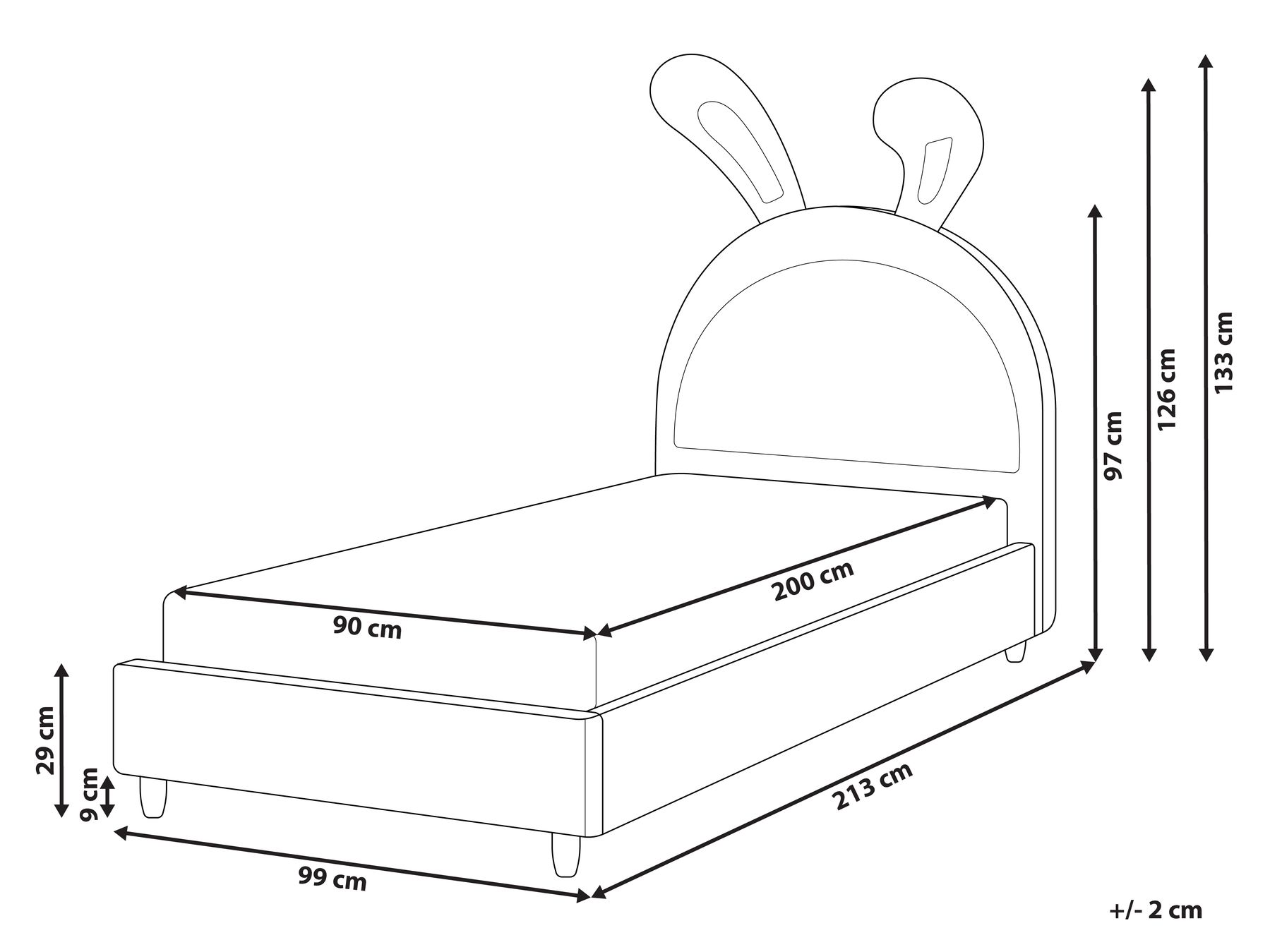 Kids Bed Rabbit Velvet LALLIAS 90 x 200 cm (EU Single) Pink_984294