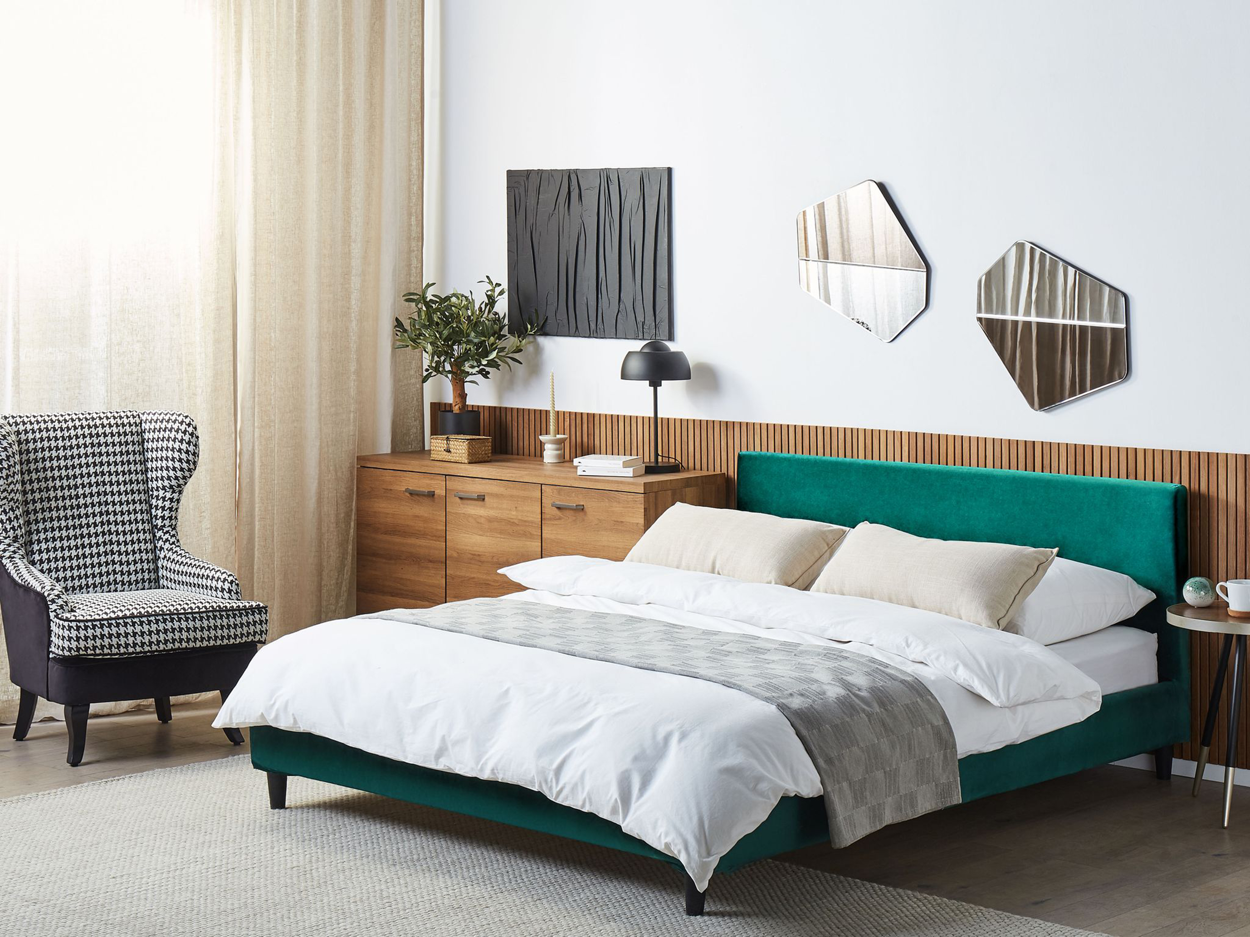 Bett mit Lattenrost Samtstoff FITOU 160 x 200 cm Dunkelgrün