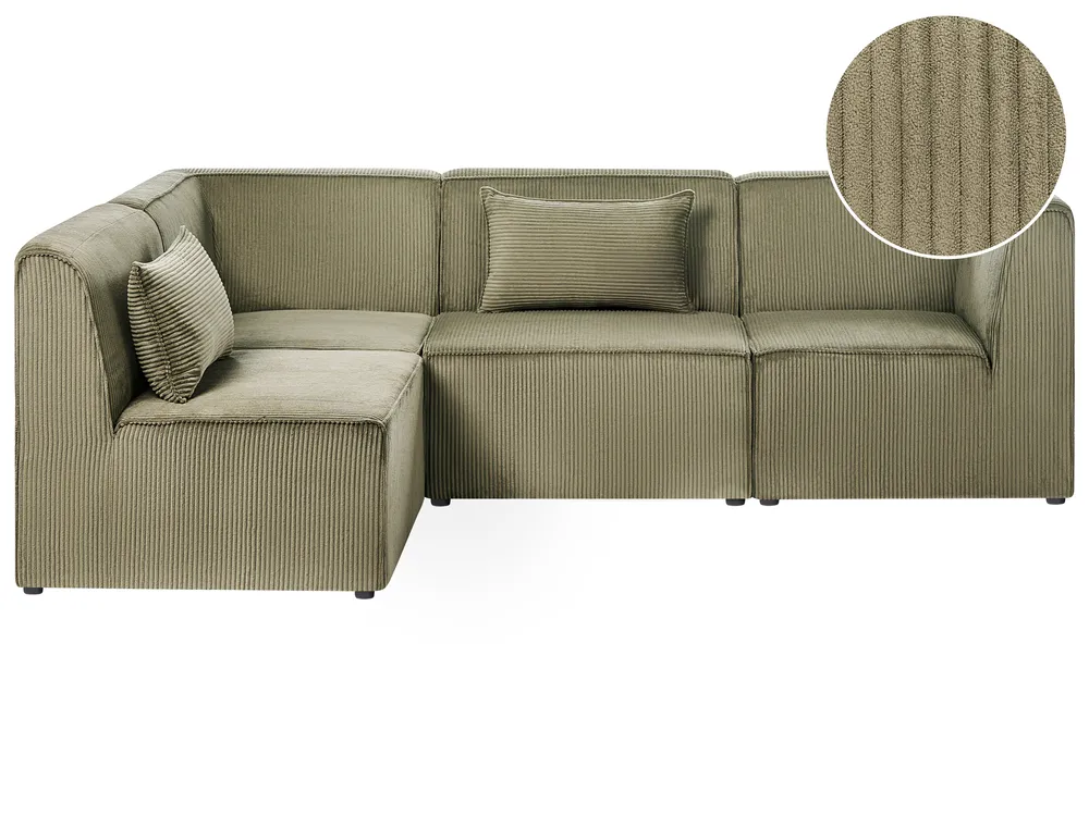 Modul Ecksofa 4-Sitzer LEMVIG Cord Grün rechtsseitig