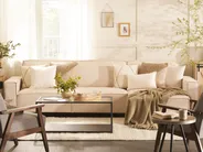Eckschlafsofa 3-Sitzer ROMEDAL Stoff Beige rechtsseitig_822663