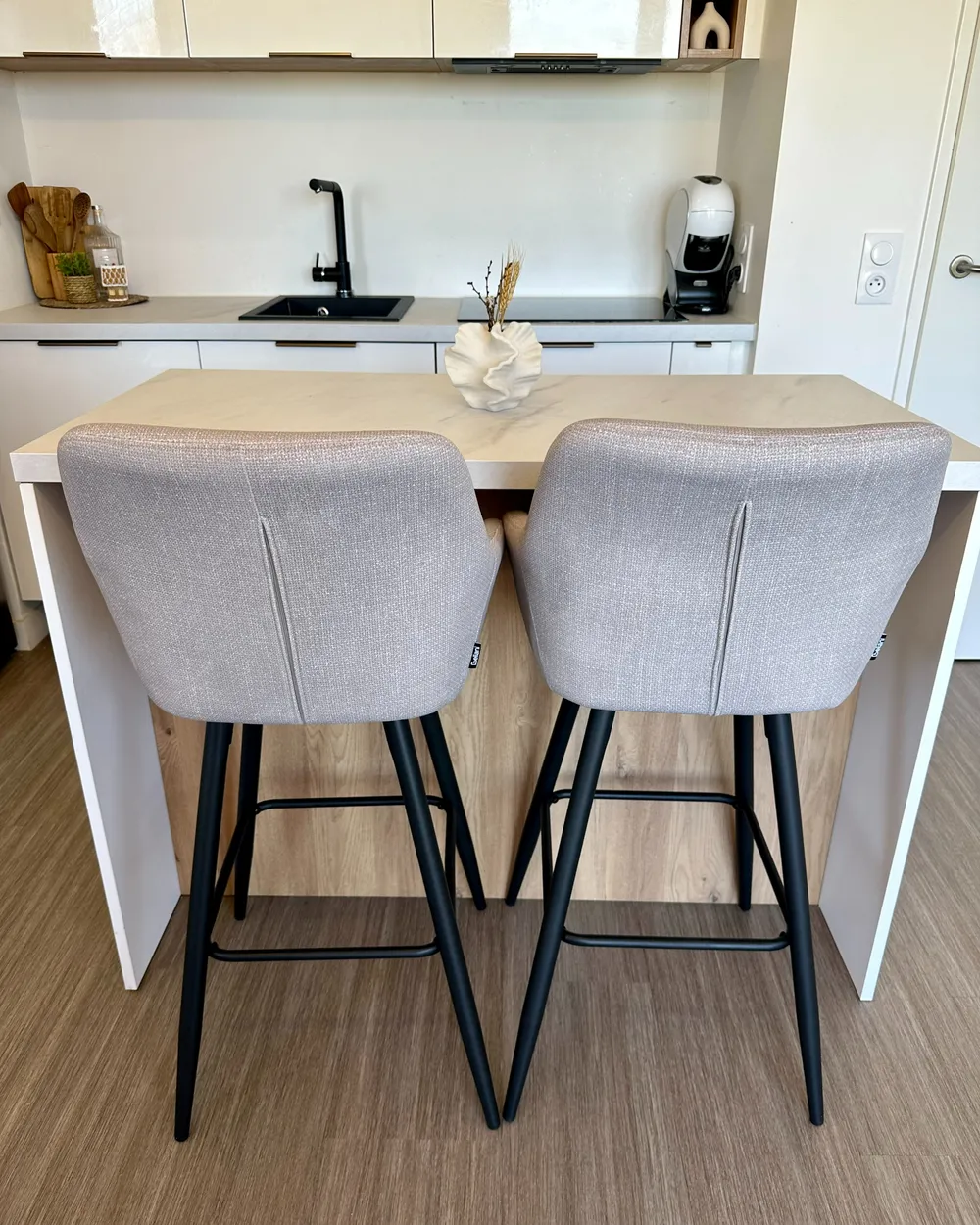 Set mit 2 Barstühlen CASMALIA Samtstoff Taupe_982579