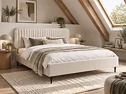 Bett mit Lattenrost Samtstoff BRIN 160 x 200 cm Beige_1183967