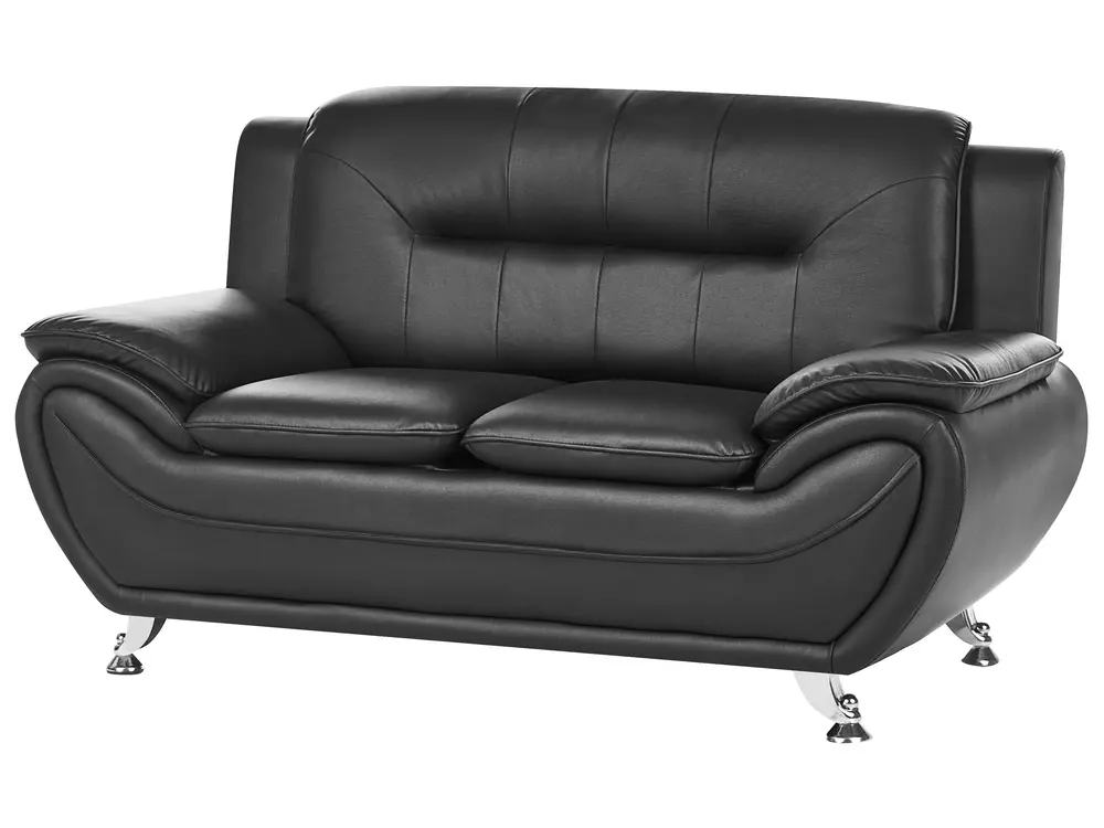 Sofa 2-Sitzer LEIRA Kunstleder Schwarz_1058527
