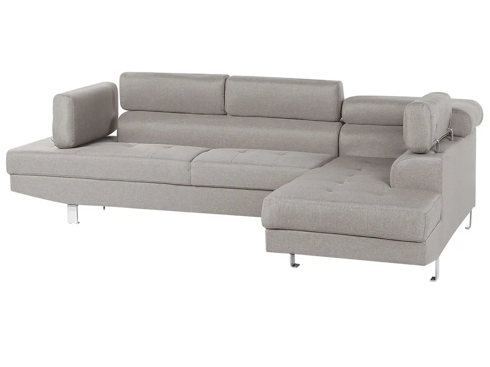 Corner Sofa 5 Seater NORREA Fabric Light Grey Left Hand_686019