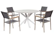 Gartenmöbel Set 4-Sitzer MALETTO/GROSSETO Metall Marmor Optik Grau / Beige_1025587