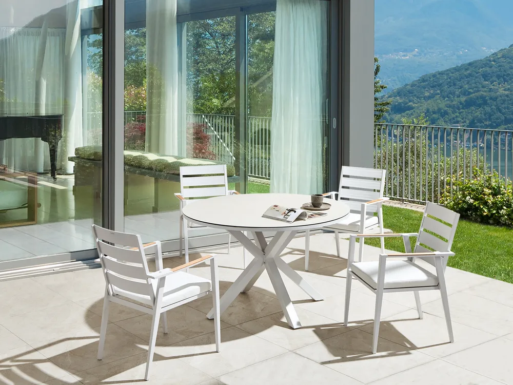 Gartentisch MALETTO 120 cm 120 cm Glas Taupe