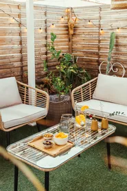 Lounge Set mit Tisch 4-Sitzer CORINTH II Polyrattan Naturfarben_831757