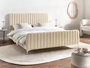 Bed Velvet LUNAN 160 x 200 cm (EU King Size) Light Beige_929263