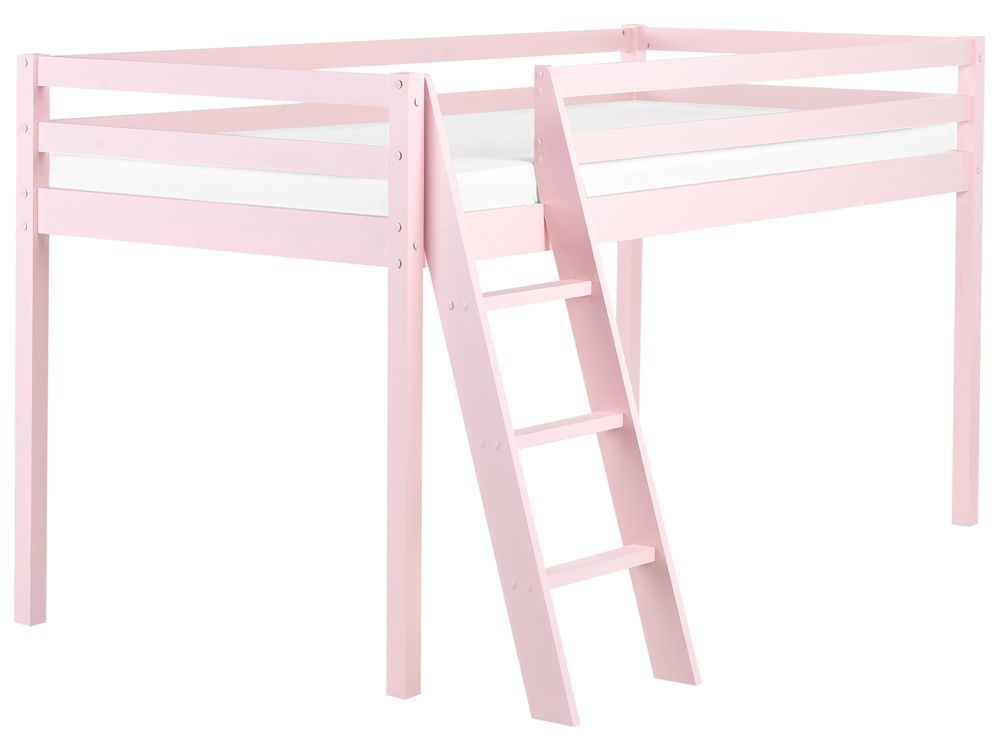 Mid Sleeper Bed Pine Wood ASCOUX 90 x 200 cm (EU Single) Pink