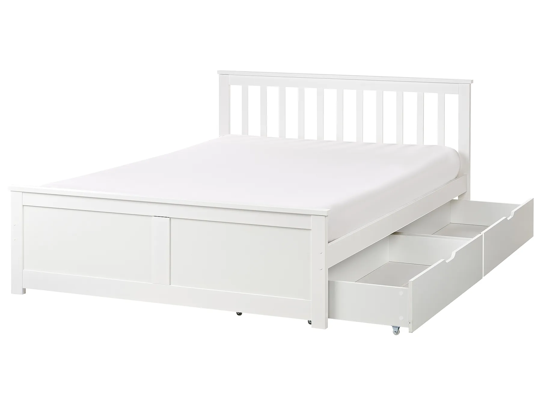 Lit avec 2 tiroirs OLENDON Bois de pin Blanc 140 x 200 cm_954757