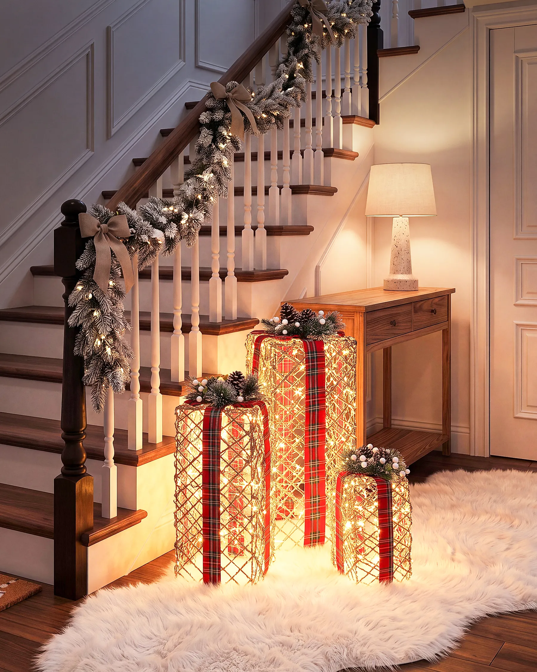 Weihnachtsdekoration 3er Set LED KAUSALA 65/55/45 cm Weihnachtsgeschenke Braun_1179596