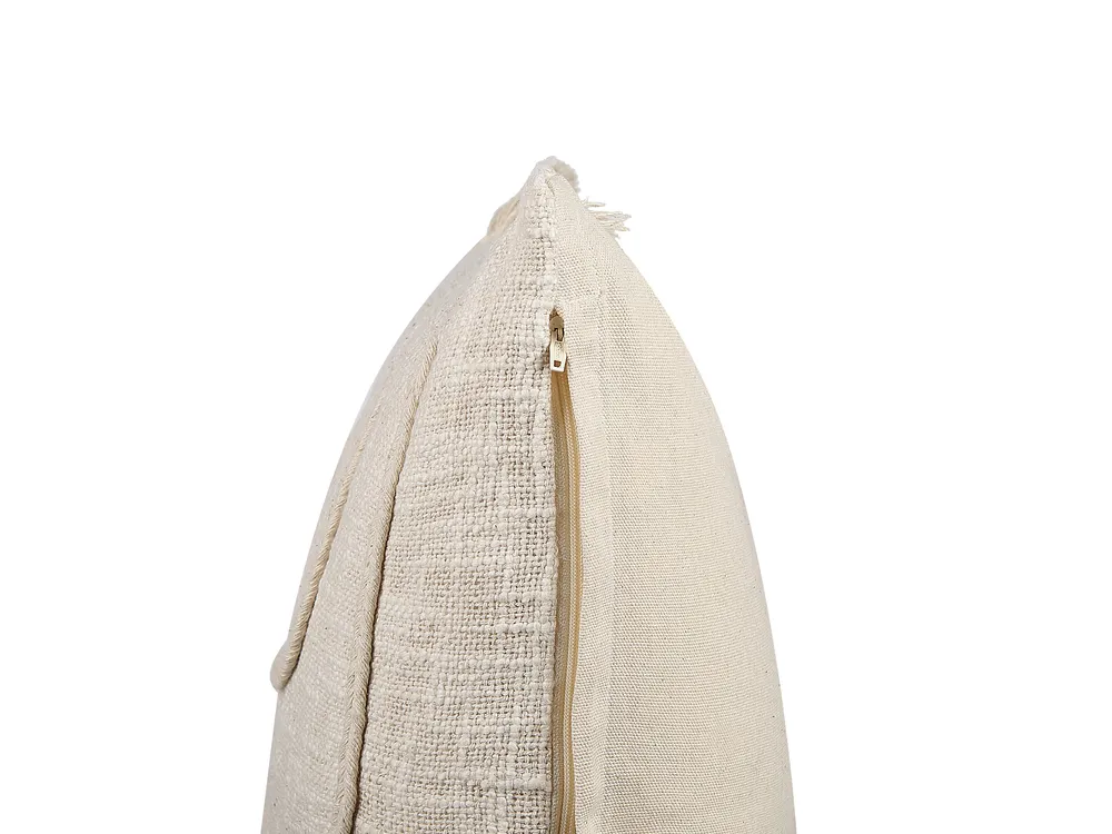 Dekokissen 2er Set PLEIONE 45 x 45 cm Baumwolle Hellbeige Geometrisches Muster_840297
