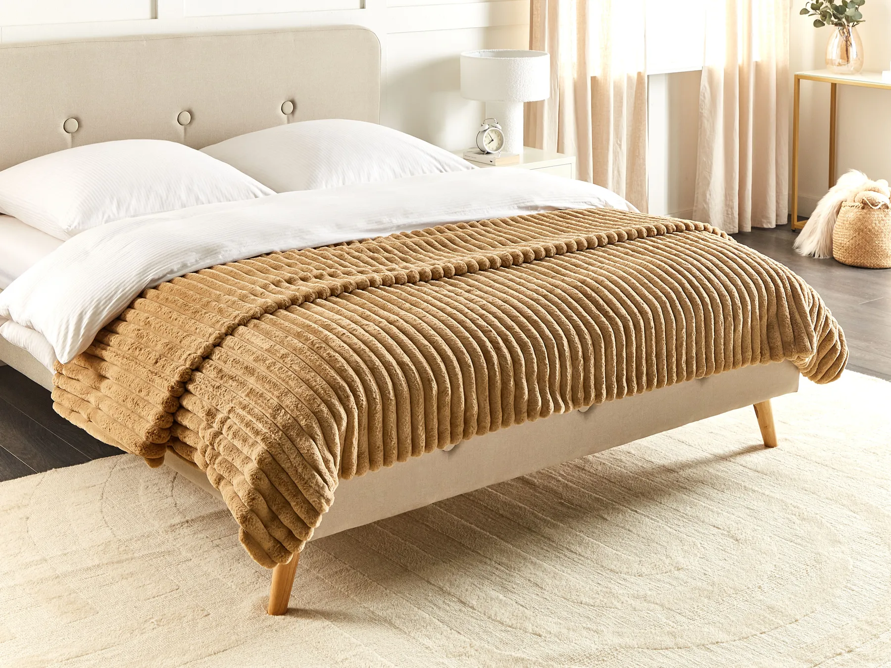 Tagesdecke RAKYA Webpelz 200 x 220 cm Hellbraun_917579