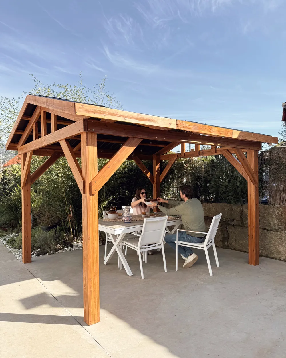 Pavillon SECCHIA 296 cm 350 cm Tannenholz Braun / Grau_1056436