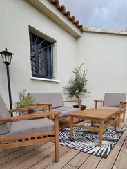 Lounge Set mit Tisch und Ottomane 4-Sitzer MANILA Akazienholz Hellbraun_821272