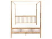 Four Poster Bed Wood HARFLEUR 160 x 200 cm (EU King Size) Light Brown_1023275