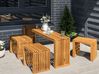 Gartenmöbel Set mit Hockern 3-Sitzer BELLANO Akazienholz Braun