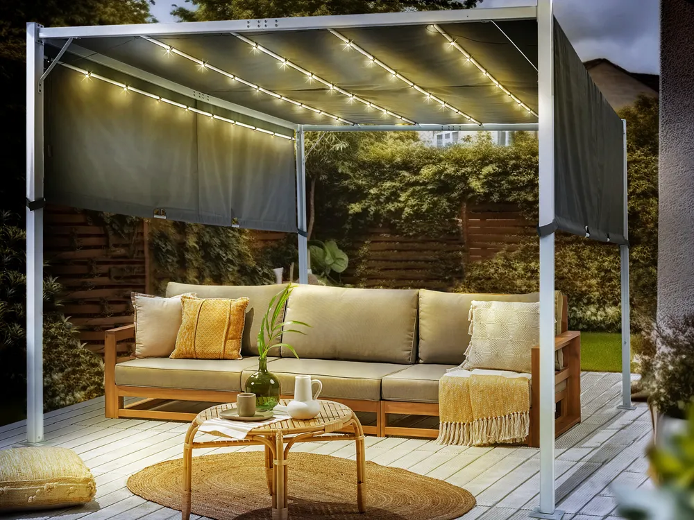 Pavillon LED PARGA 310 cm 310 cm Metall Grau