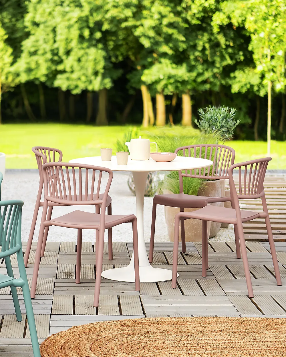 Gartenstuhl 4er Set GELA Pastellrosa
