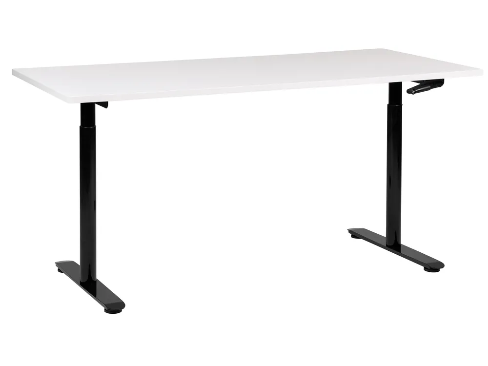 Schreibtisch manuell höhenverstellbar DESTINAS 160 cm 72 cm Weiß / Schwarz