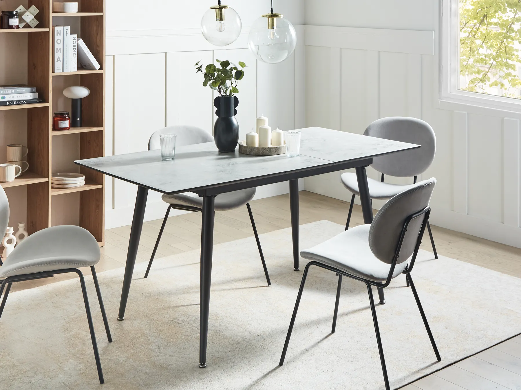 Esstisch EFTALIA Weißer Marmor 120/150 cm 80 cm_820736
