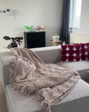 Blanket VELLA Cotton 200 x 220 cm Light Beige_998106