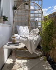 Hängesessel mit Gestell ALLERA Polyrattan Beige_883326