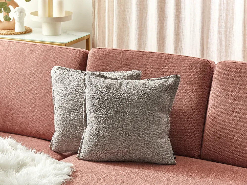 Dekokissen 2er Set SENECIA 45 x 45 cm Bouclé Beige Ohne Muster