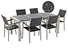 Garden Dining Set 6 Seater GROSSETO Triple Plate Basalt Flamed Black